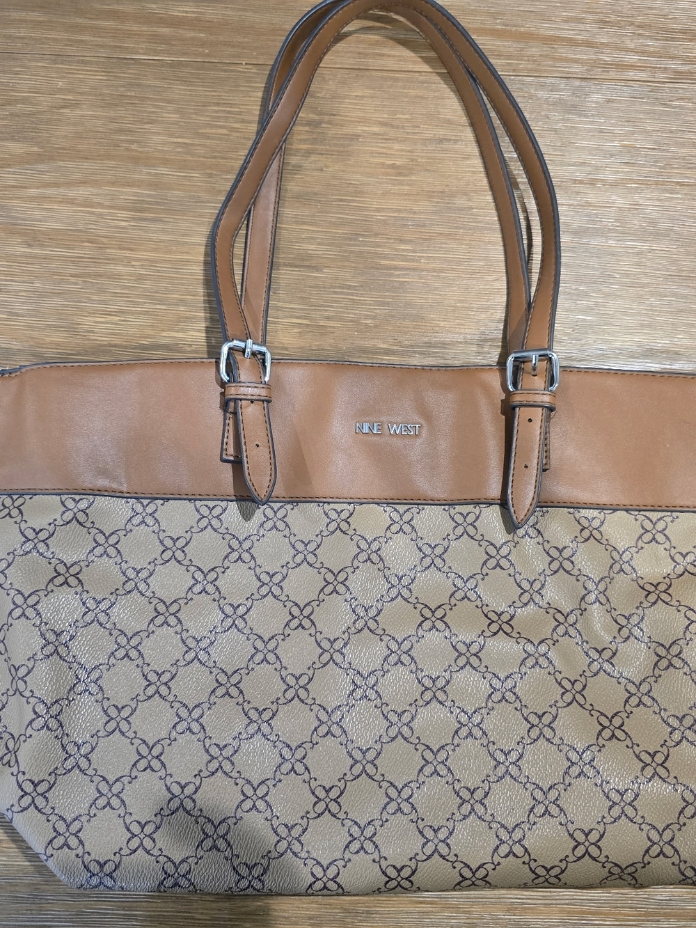 Nine West Tan and Brown Patterned Tote